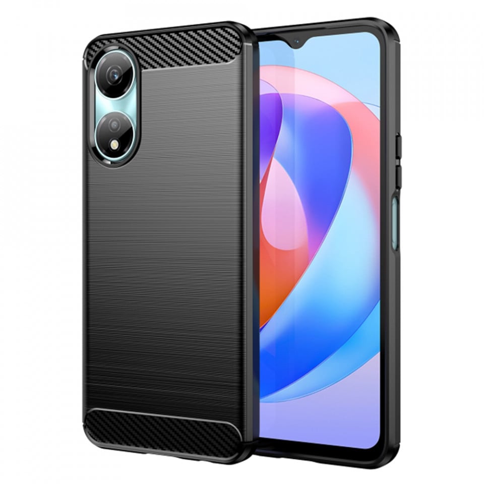 Husa pentru Honor X7b din Carbon Silicon Skyddar, Anti-Amprente - Negru