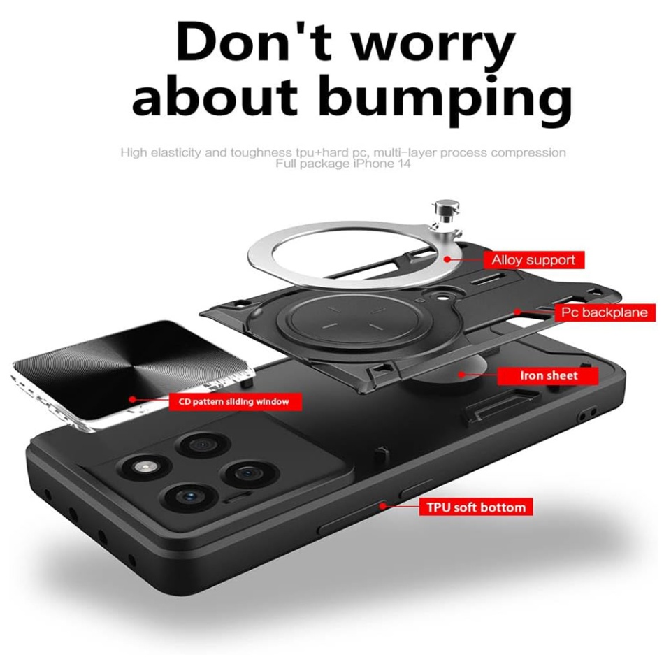 Husa pentru Honor X8b, cu inel magnetic si suport ajustabil, protecție completa camera, SKDR SafeCover - Negru - 1 | YEO