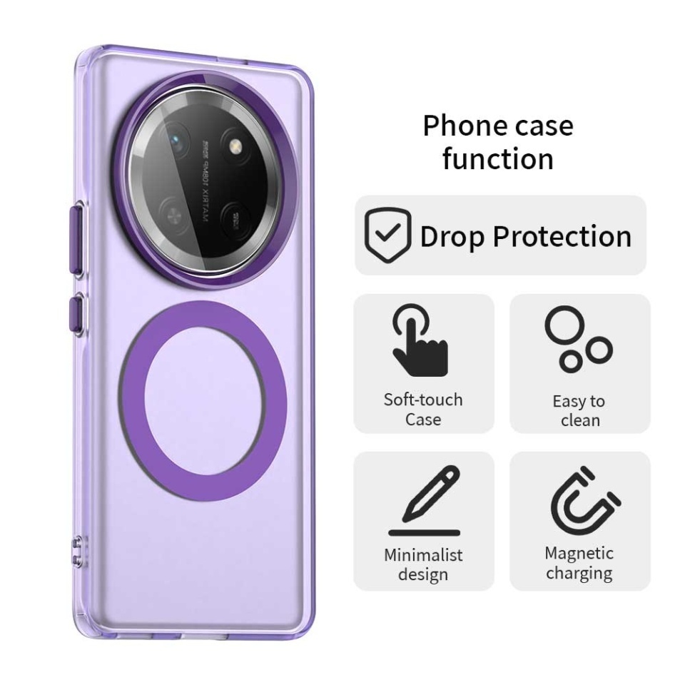 Husa pentru Honor X9c / Magic7 Lite, SKYDDAR INOVATION, CandyCase, Magsafe, set cu sticker, Mov - 1 | YEO