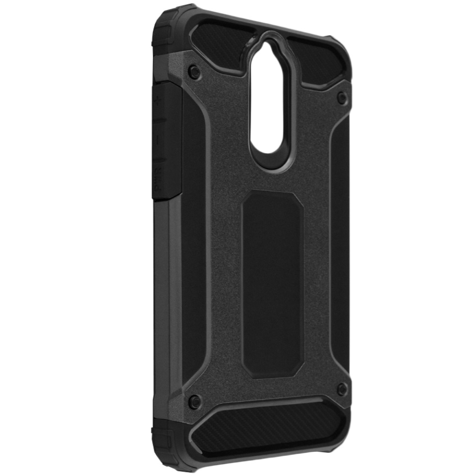 Husa pentru Huawei Mate 10 Lite, SKYDDAR INNOVATION, Hybrid Armor, din Plastic Dur, Margini Cauciucate, Antisoc, set cu sticker, Negru - 1 | YEO