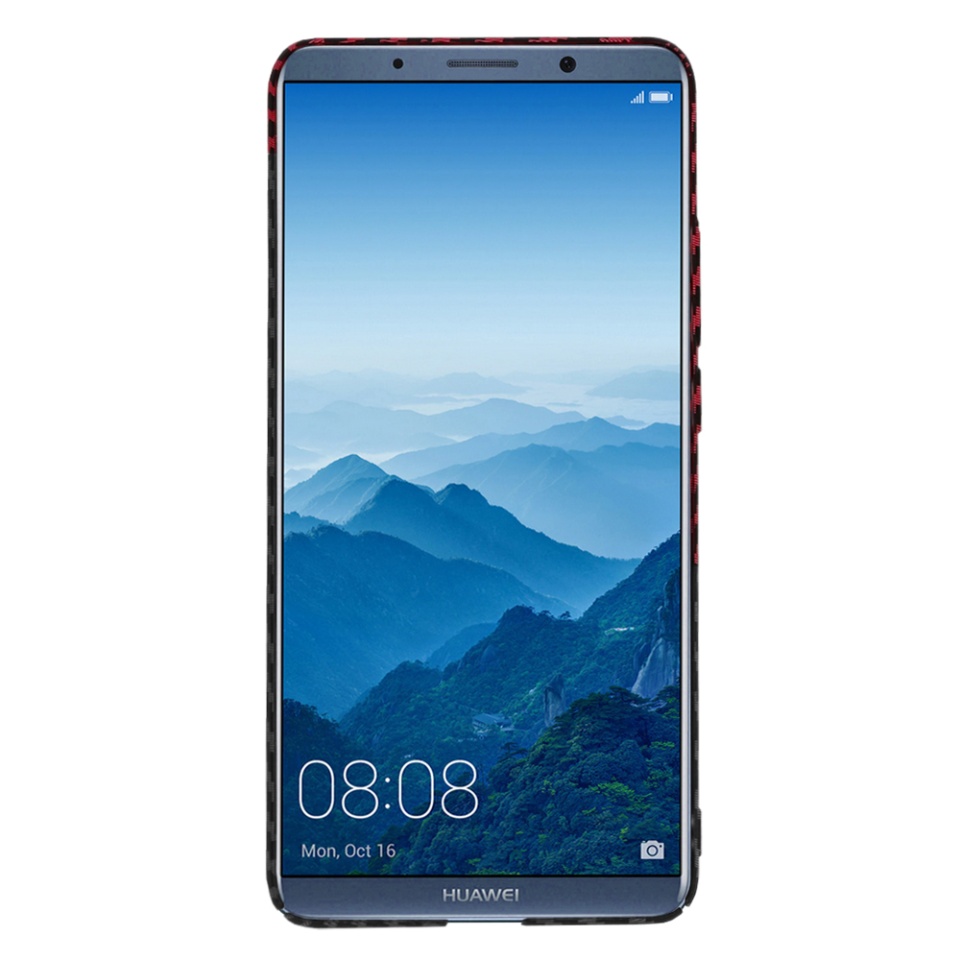 Husa pentru Huawei Mate 10 Pro, Finisaj Premium cu Textura de Carbon, Design Elegant, SKDR CarbonFlex - Rosu inchis - 1 | YEO