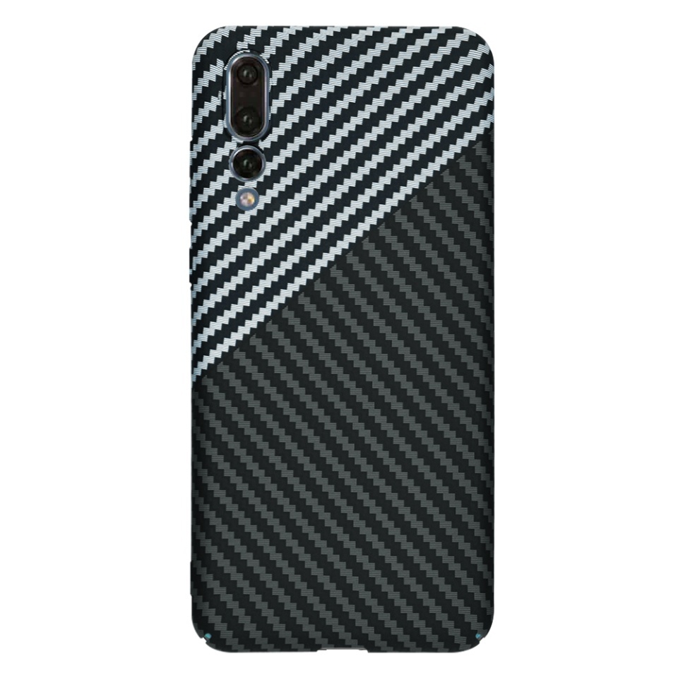 Husa pentru Huawei P20 Pro, SKYDDAR INNOVATION, textura carbon, Carbonite FiberShell, set cu sticker, Gri, - 2 | YEO