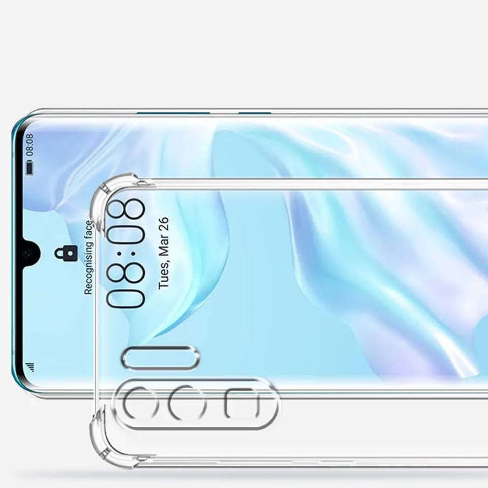 Husa pentru Huawei P30 Pro, SKYDDAR INNOVATION, Shockproof Clear din Silicon Slim, Transparenta, set cu sticker - 2 | YEO