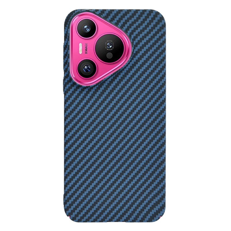 Husa pentru Huawei Pura 70, Finisaj Premium cu Textura de Carbon, Design Elegant, SKDR CarbonFlex - Cyan - 3 | YEO