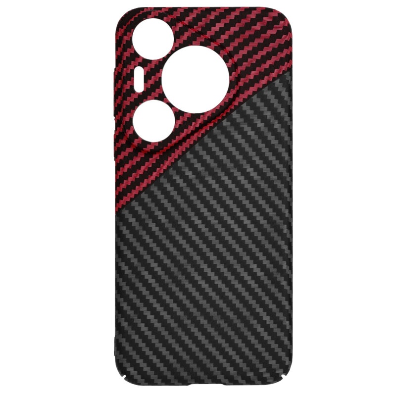 Husa pentru Huawei Pura 70 Pro, Finisaj Premium cu Textura de Carbon, Design Elegant, SKDR CarbonFlex - Rosu inchis - 3 | YEO
