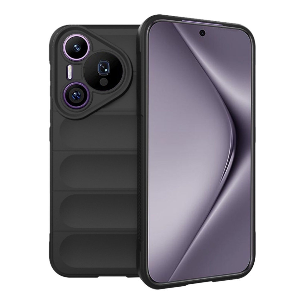Husa pentru Huawei Pura 70 Pro, SKYDDAR INNOVATION, Magic Shield, din Silicon Mat, set cu sticker, Negru
