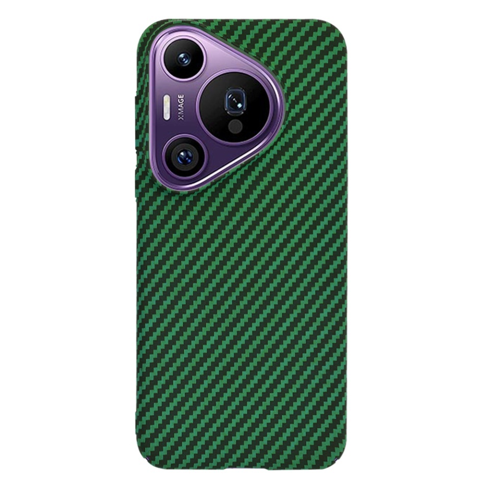 Husa pentru Huawei Pura 70 Pro, SKYDDAR INNOVATION, textura carbon, Carbonite FiberShell, set cu sticker, Verde, - 2 | YEO