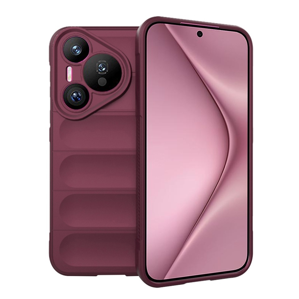 Husa pentru Huawei Pura 70, SKYDDAR INNOVATION, Magic Shield, din Silicon Mat, set cu sticker, Bordo