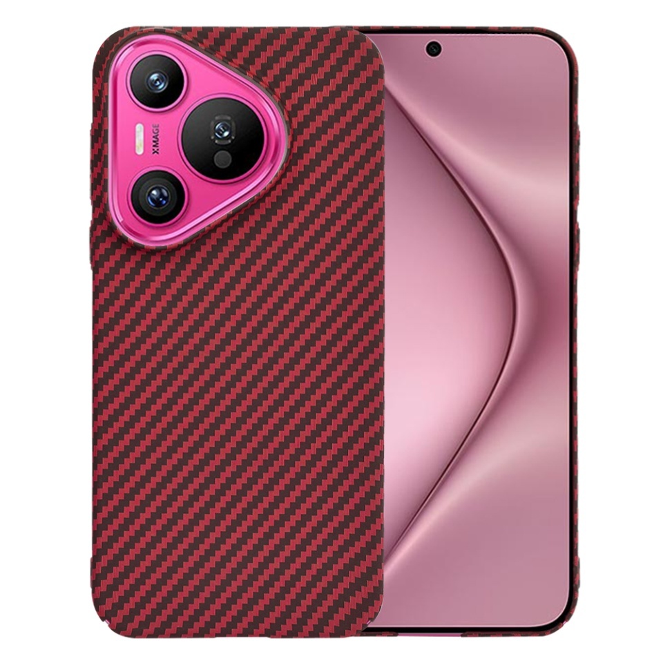 Husa pentru Huawei Pura 70, SKYDDAR INNOVATION, textura carbon, Carbonite FiberShell, set cu sticker, Rosu,
