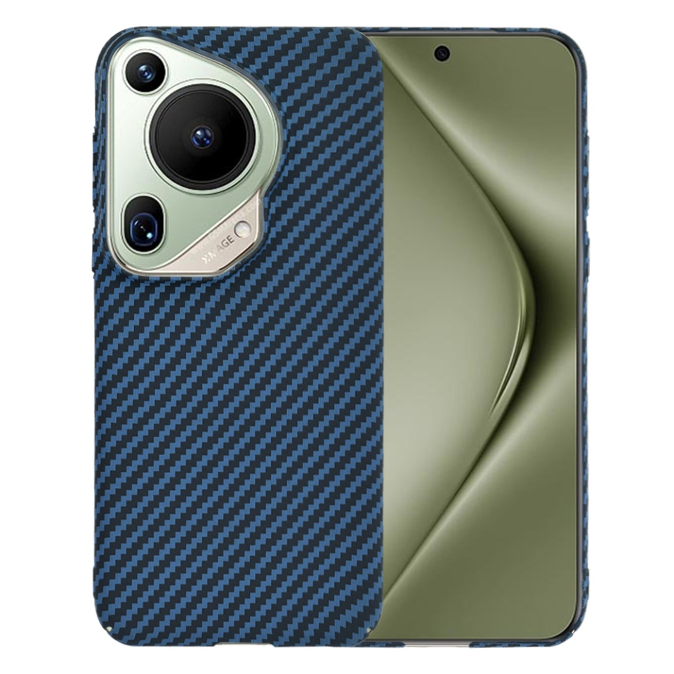Husa pentru Huawei Pura 70 Ultra, Finisaj Premium cu Textura de Carbon, Design Elegant, SKDR CarbonFlex - Cyan