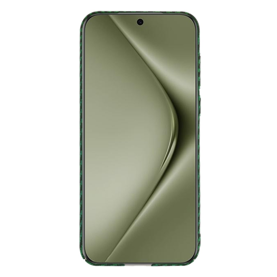 Husa pentru Huawei Pura 70 Ultra, Finisaj Premium cu Textura de Carbon, Design Elegant, SKDR CarbonFlex - Verde - 1 | YEO