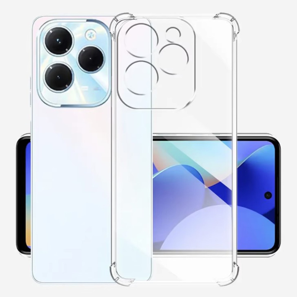 Husa pentru Infinix Hot 40 / Hot 40 Pro , SKYDDAR INNOVATION, Shockproof Clear din Silicon Slim, Transparenta, set cu sticker - 1 | YEO