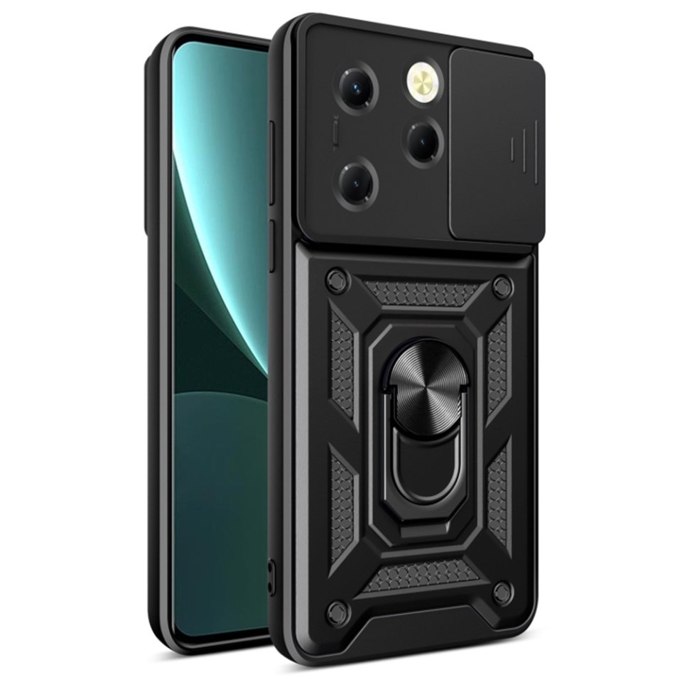 Husa pentru Infinix Hot 40 / Hot 40 Pro / Tecno Spark 20 Pro cu inel magnetic si protectie camera Skyddar CamShield - Negru