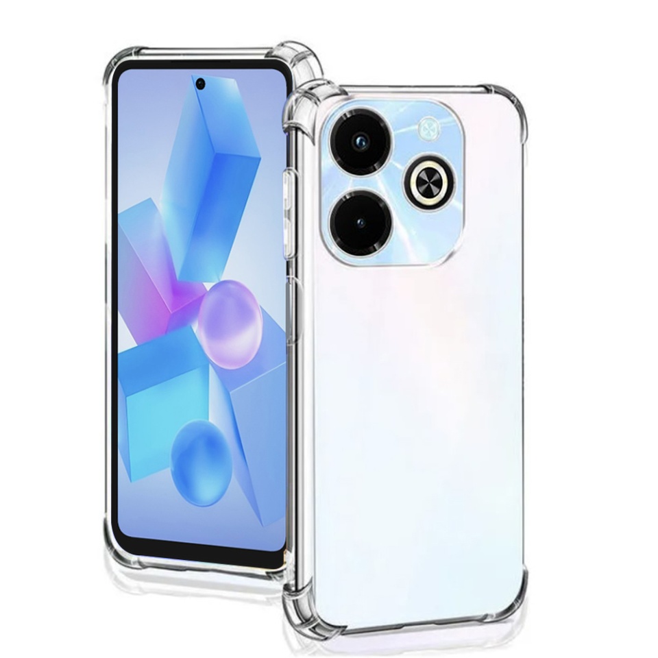 Husa pentru Infinix Hot 40i , SKYDDAR INNOVATION, Shockproof Clear din Silicon Slim, Transparenta, set cu sticker