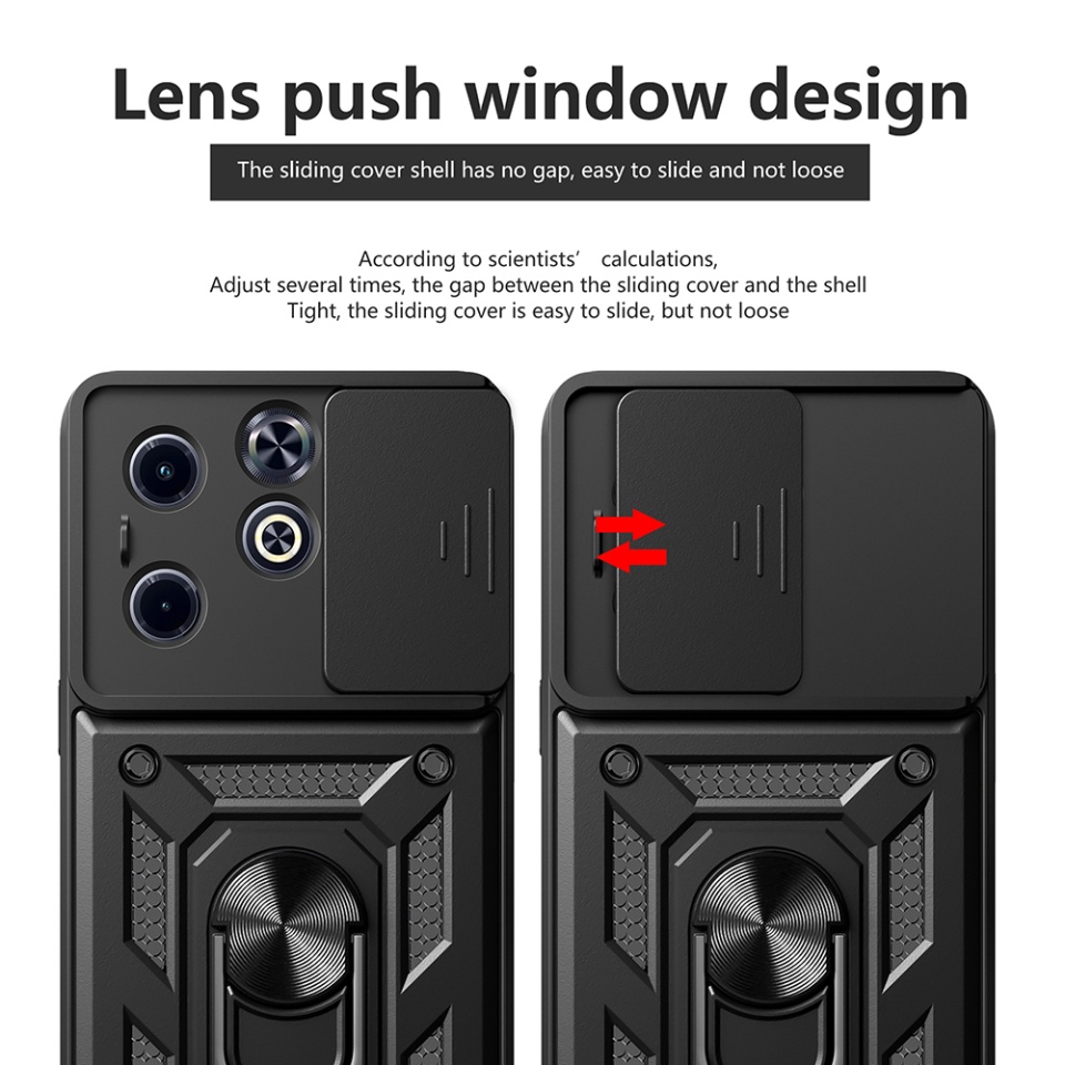 Husa pentru Infinix Hot 40i / Smart 8 cu inel magnetic si protectie camera Skyddar CamShield - Negru - 2 | YEO