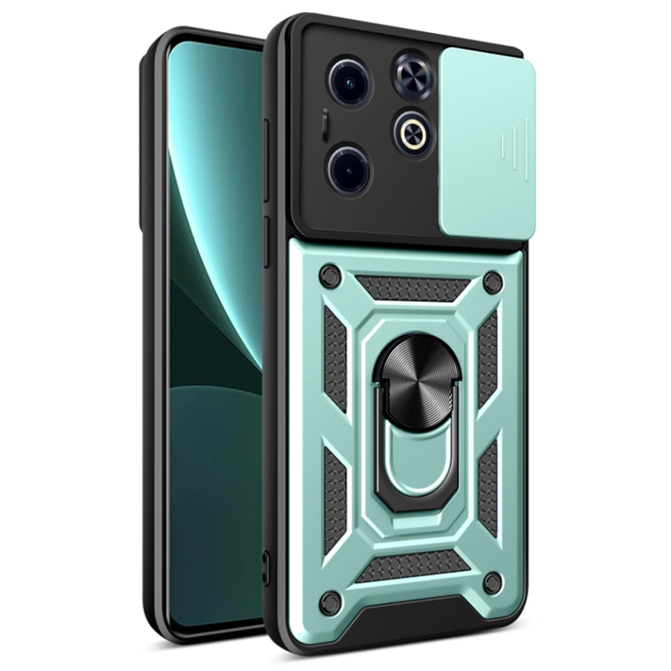 Husa pentru Infinix Hot 40i / Smart 8 cu inel magnetic si protectie camera Skyddar CamShield - Verde
