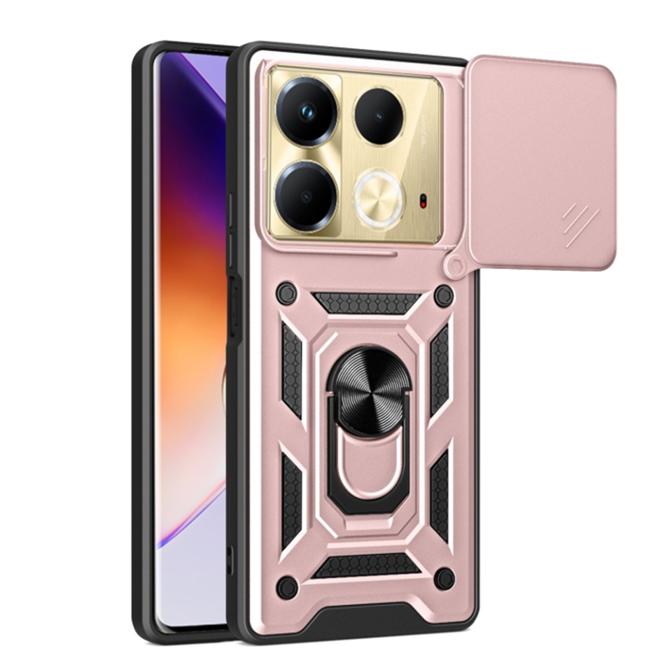 Husa pentru Infinix Note 40 cu inel magnetic si protectie camera Skyddar CamShield - Roz