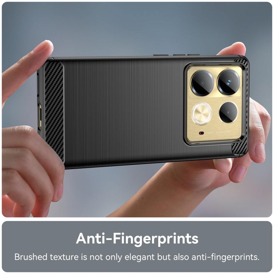 Husa pentru Infinix Note 40 din Silicon Premium, Slim, cu textura Fibra Carbon - Negru - 2 | YEO
