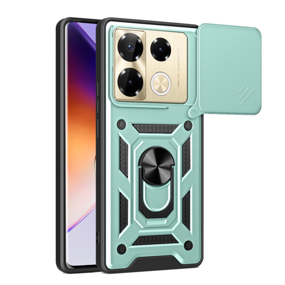 Husa pentru Infinix Note 40 Pro 4G cu inel magnetic si protectie camera Skyddar CamShield - Verde