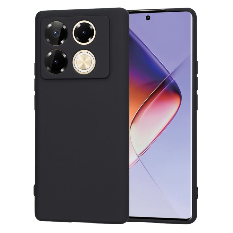 Husa pentru Infinix Note 40 Pro 4G, SKYDDAR INNOVATION, din Silicon Catifelat, SoftElegance, set cu sticker, Negru