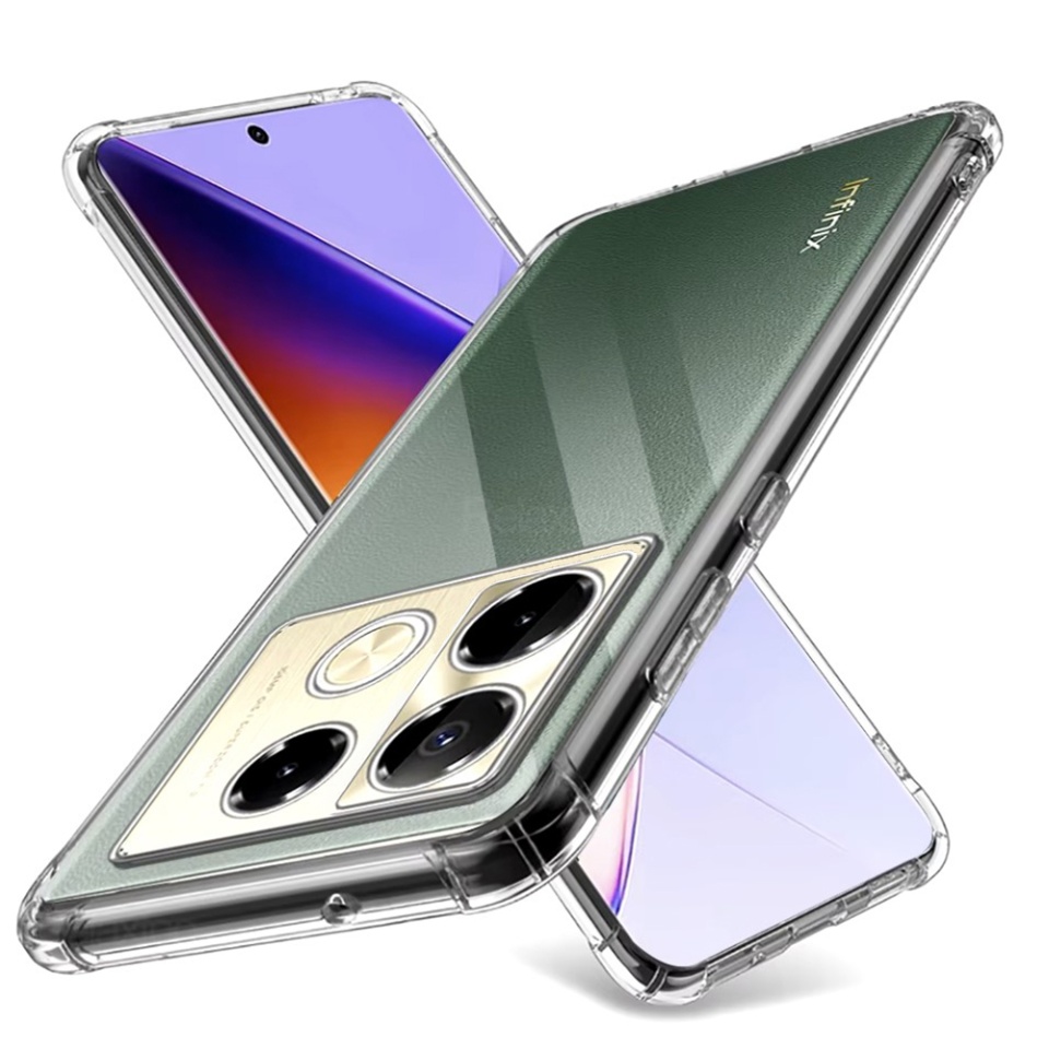 Husa pentru Infinix Note 40 Pro+ , SKYDDAR INNOVATION, Shockproof Clear din Silicon Slim, Transparenta, set cu sticker