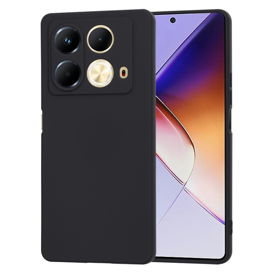 Husa pentru Infinix Note 40, SKYDDAR INNOVATION, din Silicon Catifelat, SoftElegance, set cu sticker, Negru