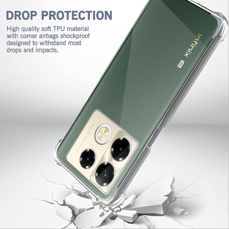 Husa pentru Infinix Note 40 , SKYDDAR INNOVATION, Shockproof Clear din Silicon Slim, Transparenta, set cu sticker - 3 | YEO