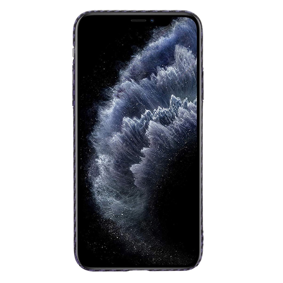 Husa pentru iPhone 11 Pro Max, Finisaj Premium cu Textura de Carbon, Design Elegant, SKDR CarbonFlex - Mov - 1 | YEO