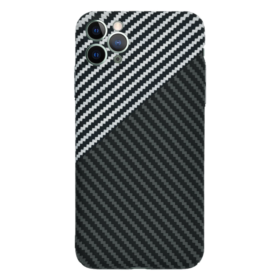 Husa pentru iPhone 11 Pro Max, Finisaj Premium cu Textura de Carbon, Design Elegant, SKDR CarbonFlex - Gri - 1 | YEO