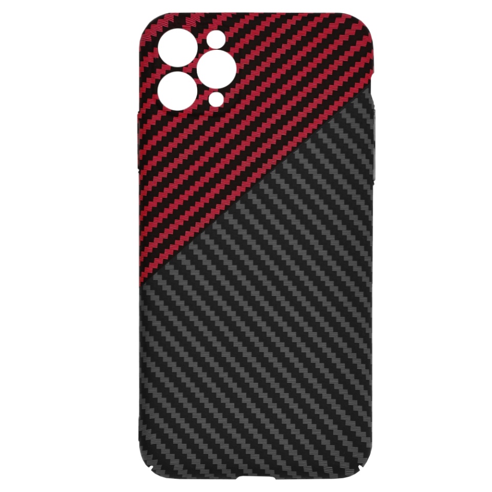 Husa pentru iPhone 11 Pro Max, Finisaj Premium cu Textura de Carbon, Design Elegant, SKDR CarbonFlex - Rosu inchis - 2 | YEO