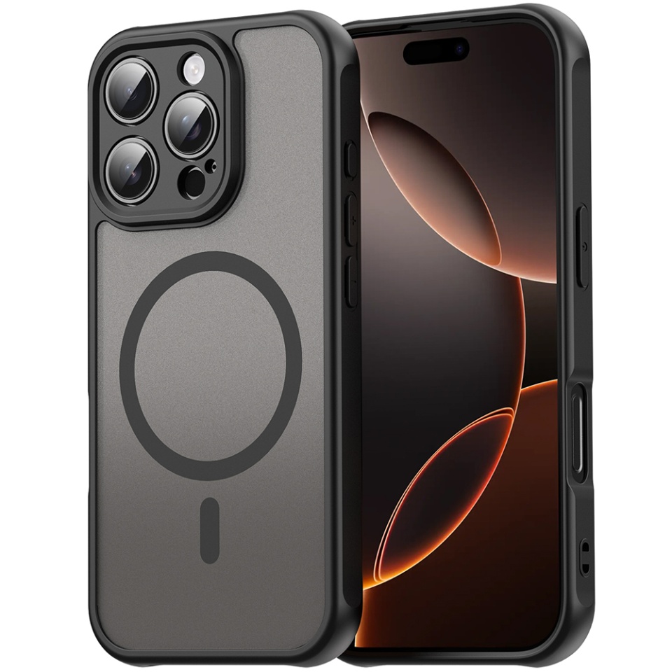 Husa pentru iPhone 11 Pro, SKYDDAR INNOVATION, HaloFrost MagSafe II, Antisoc, set cu sticker, Negru