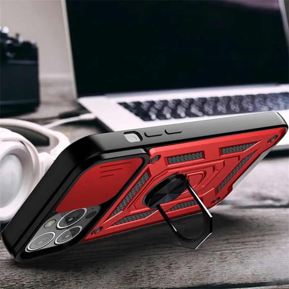 Husa pentru iPhone 12 / 12 Pro, SKYDDAR INNOVATION, CamShield, Negru, set cu sticker - 1 | YEO