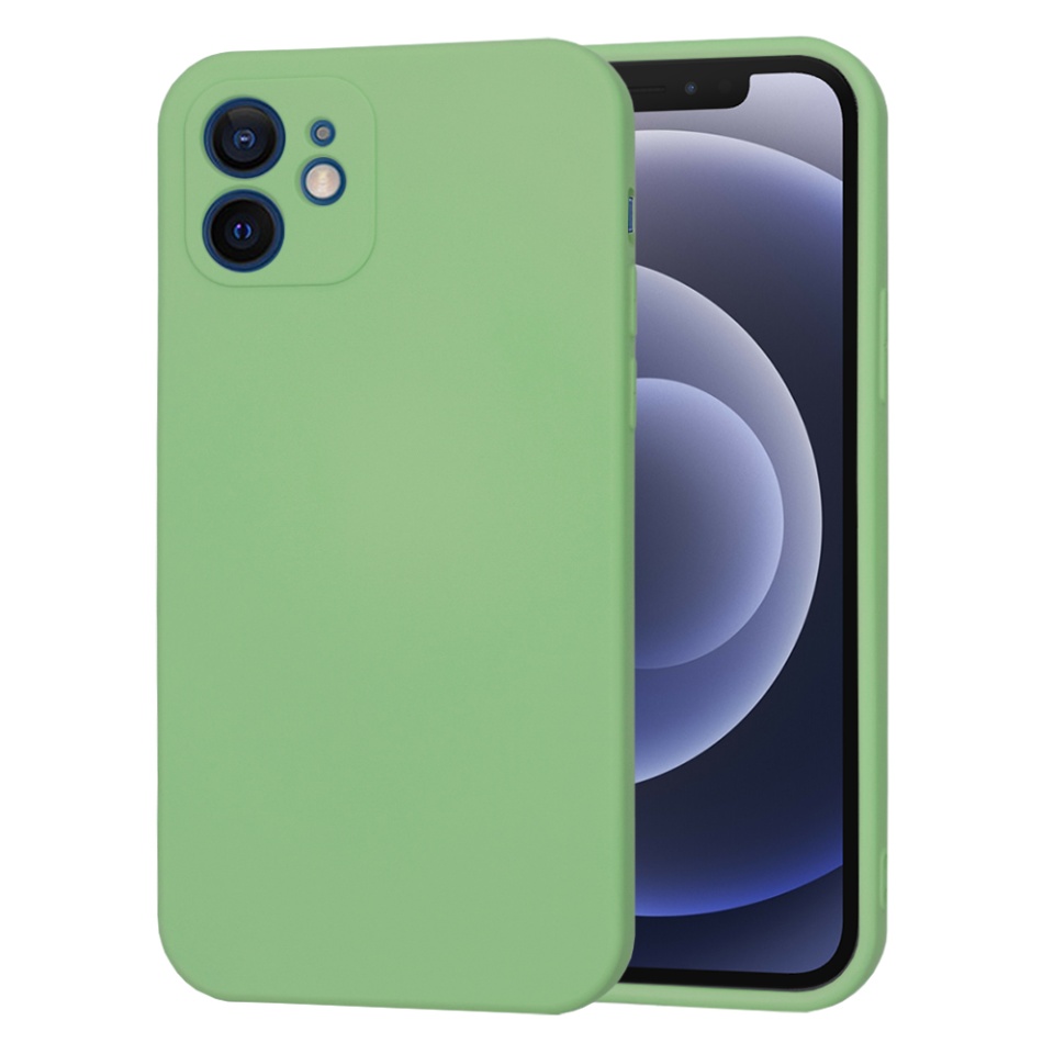 Husa pentru iPhone 12 din Silicon Catifelat, Protectie Premium, Skyddar SoftElegance MagSafe - Verde deschis