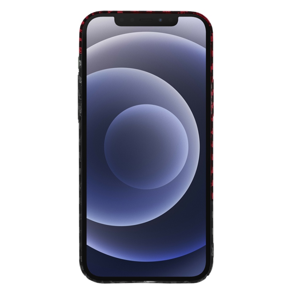Husa pentru iPhone 12, Finisaj Premium cu Textura de Carbon, Design Elegant, SKDR CarbonFlex - Rosu inchis - 2 | YEO