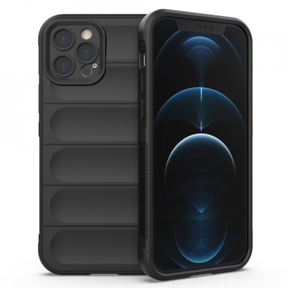 Husa pentru iPhone 12 Pro eleganta, din silicon mat, SKDR Vogue - Negru
