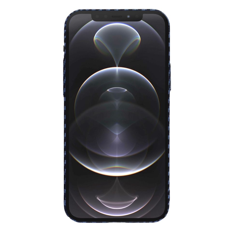 Husa pentru iPhone 12 Pro, Finisaj Premium cu Textura de Carbon, Design Elegant, SKDR CarbonFlex - Cyan - 1 | YEO