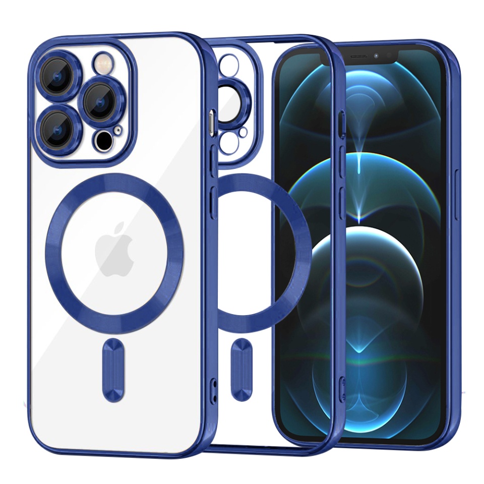 Husa pentru iPhone 12 Pro Max, SKYDDAR INNOVATION, Luxury Shield Magsafe, Protectie Antisoc, Argintiu, set cu sticker