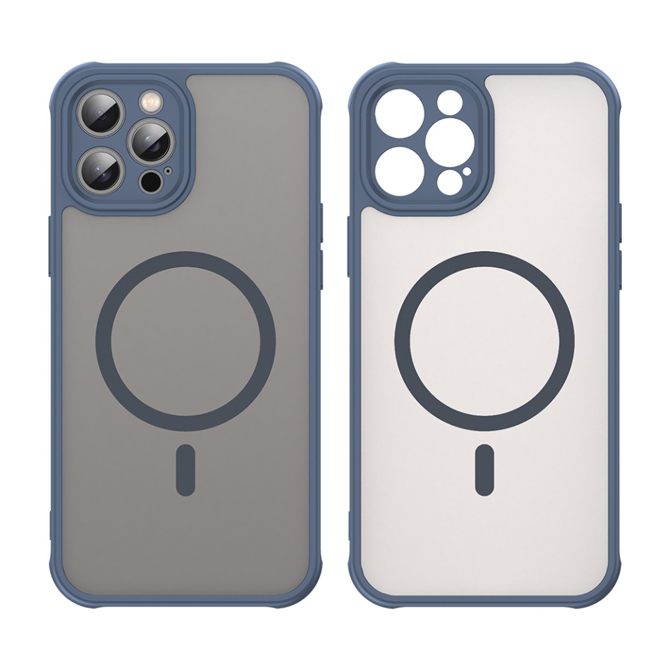 Husa pentru iPhone 12 Pro, SKYDDAR INNOVATION, HaloFrost MagSafe II, Antisoc, set cu sticker, Bleumarin - 1 | YEO