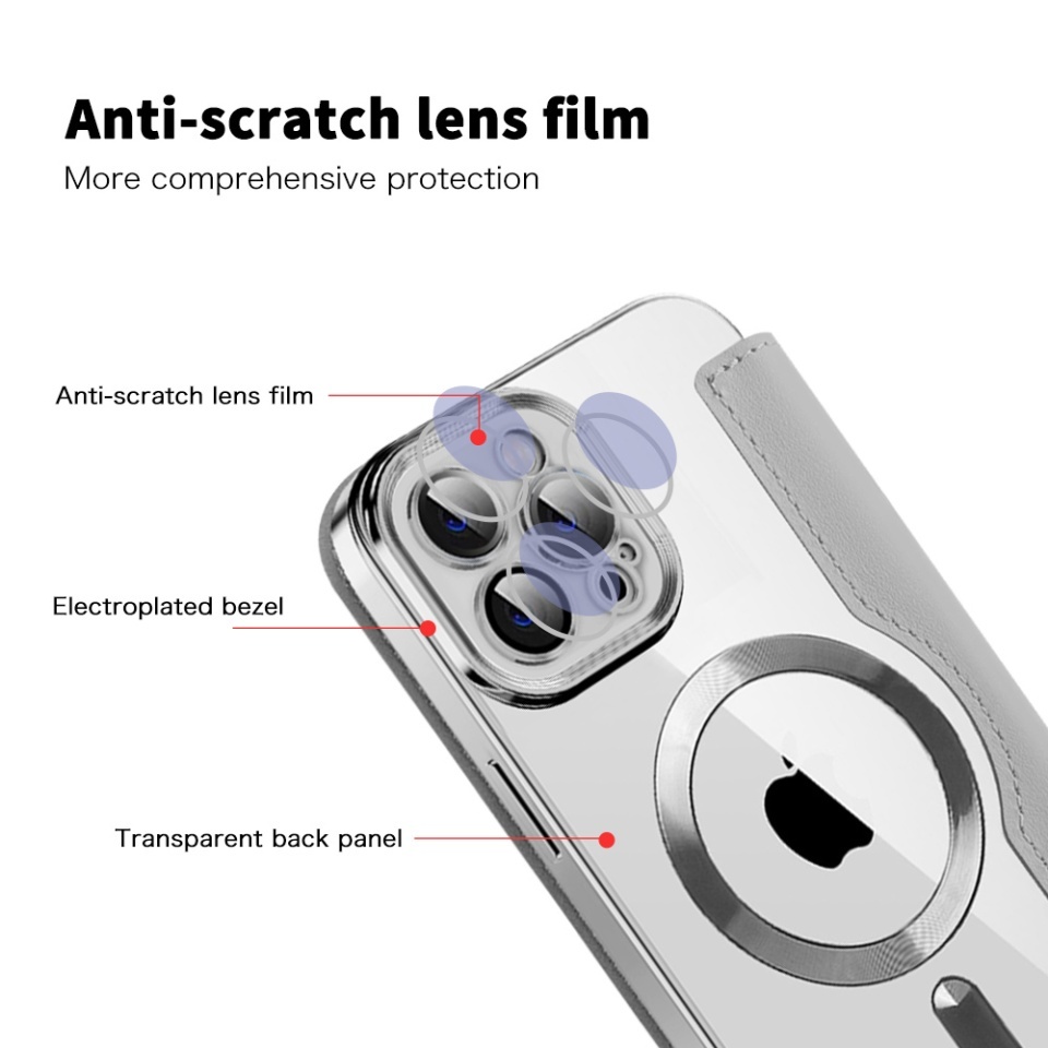 Husa pentru iPhone 12 Pro tip carte, SKYDDAR INOVATION, SmartMag Book, Magsafe, RFiD, Suport Carduri, set cu sticker, Gri - 2 | YEO
