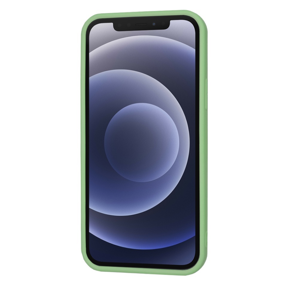 Husa pentru iPhone 12, SKYDDAR INNOVATION, din Silicon Catifelat, SoftElegance, set cu sticker, Verde deschis - 1 | YEO