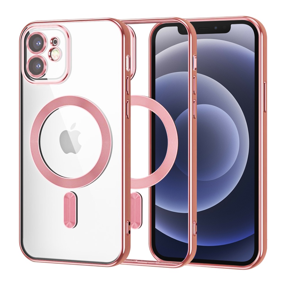 Husa pentru iPhone 12, SKYDDAR INNOVATION, Luxury Shield Magsafe, Protectie Antisoc, Rosu, set cu sticker