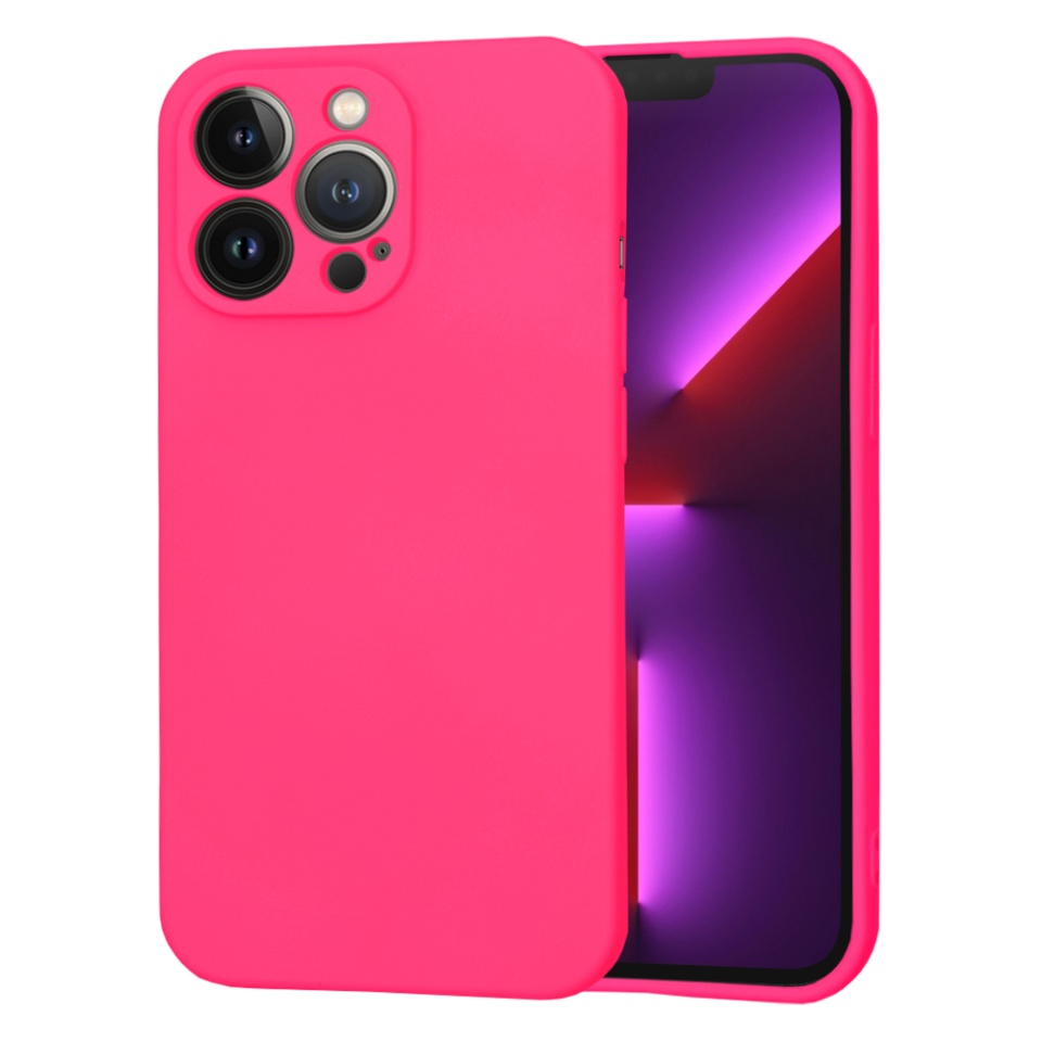 Husa pentru iPhone 13 Pro din Silicon Catifelat, Protectie Premium, Skyddar SoftElegance - Fucsia