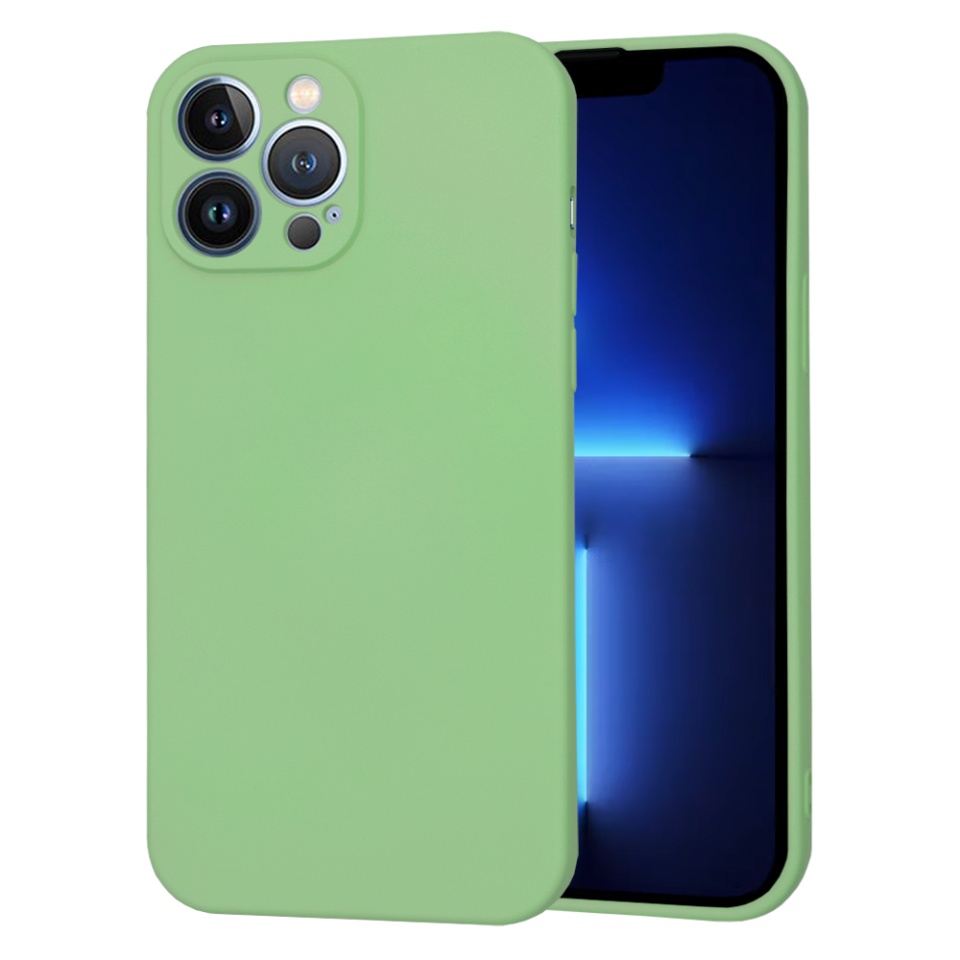 Husa pentru iPhone 13 Pro Max din Silicon Catifelat, Protectie Premium, Skyddar SoftElegance - Verde deschis