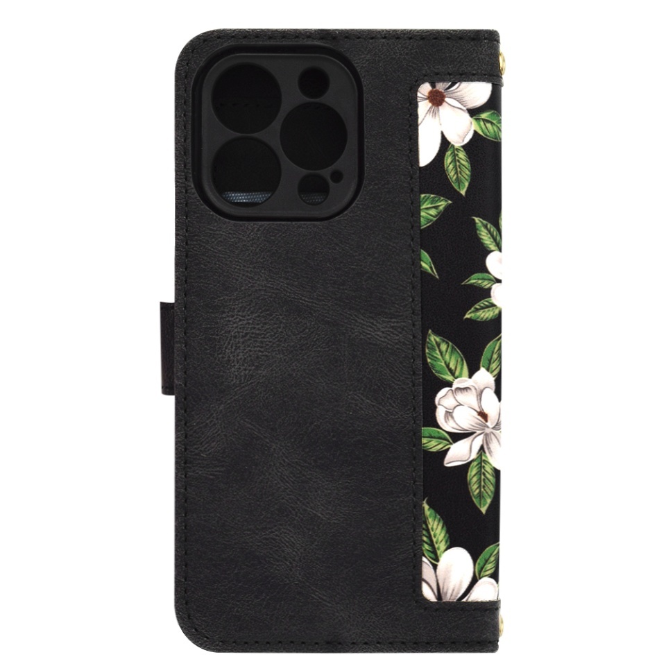 Husa pentru iPhone 13 Pro, SKYDDAR INNOVATION, Flipcraft din Piele Ecologică, Stand Integrat, Buzunare pentru Carduri, set cu sticker, Negru - 2 | YEO
