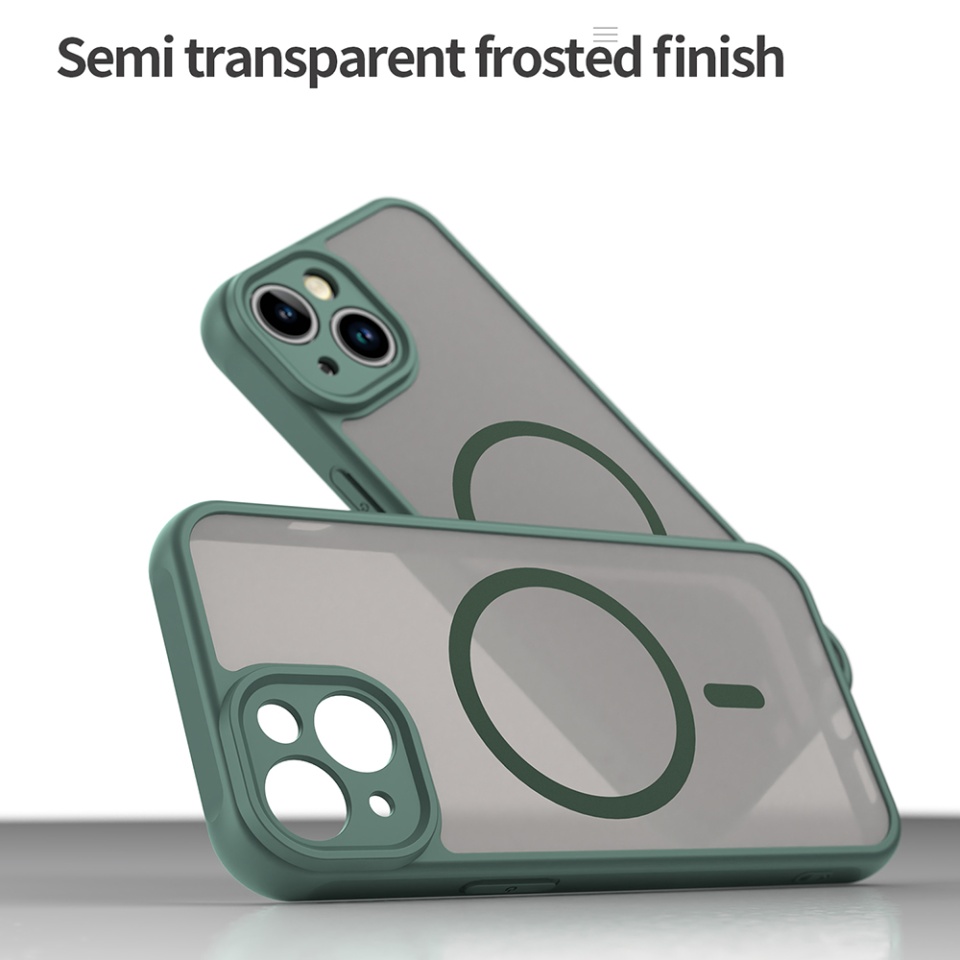 Husa pentru iPhone 13, SKYDDAR INNOVATION, HaloFrost MagSafe II, Antisoc, set cu sticker, Verde - 3 | YEO