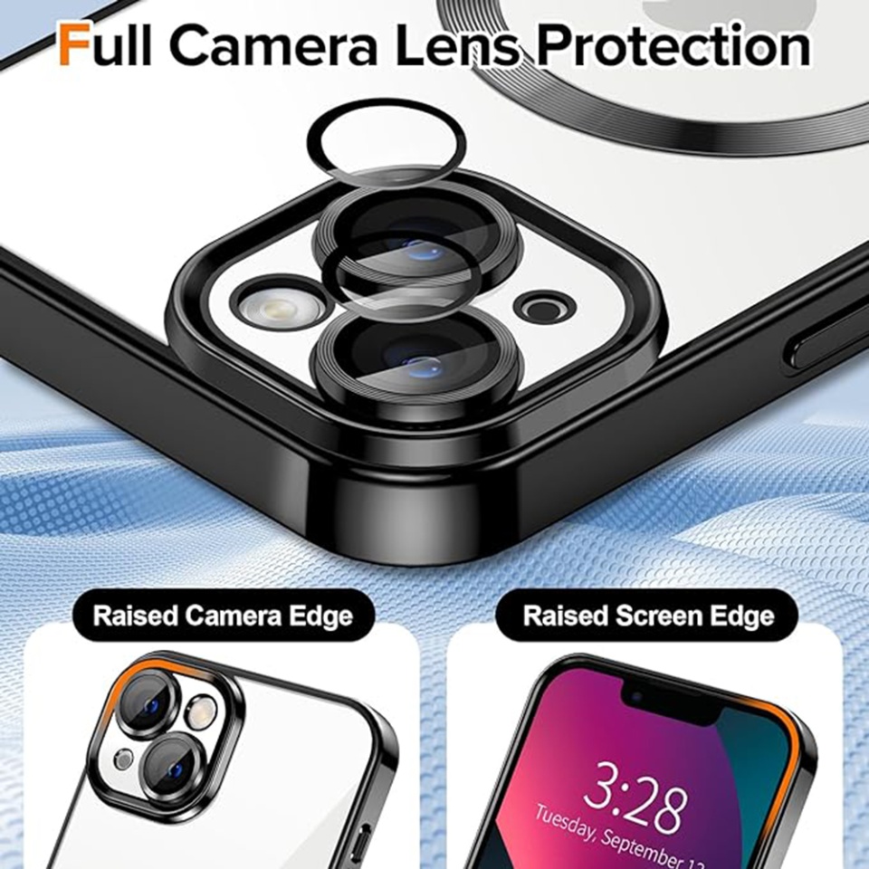 Husa pentru iPhone 13, SKYDDAR INNOVATION, Luxury Shield Magsafe, Protectie Antisoc, Negru, set cu sticker - 3 | YEO