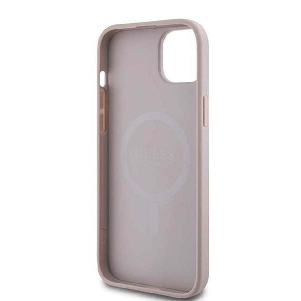 Husa pentru iPhone 14, 4G Ring Classic Logo MagSafe, Guess, Roz - 6