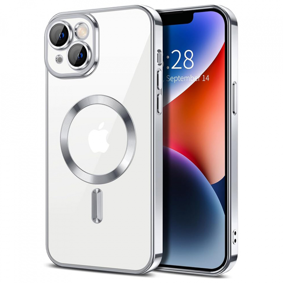 Husa pentru iPhone 14 cu Magsafe integrat, SKYDDAR Luxury Shield - Argintiu