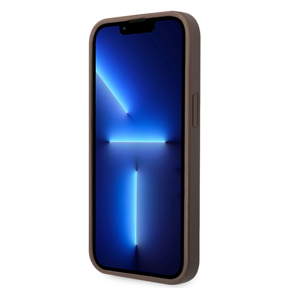 Husa pentru iPhone 14, Guess Hardcase 4G Big Metal Logo, Protectie Slim, Compatibila, Maro - 1 | YEO
