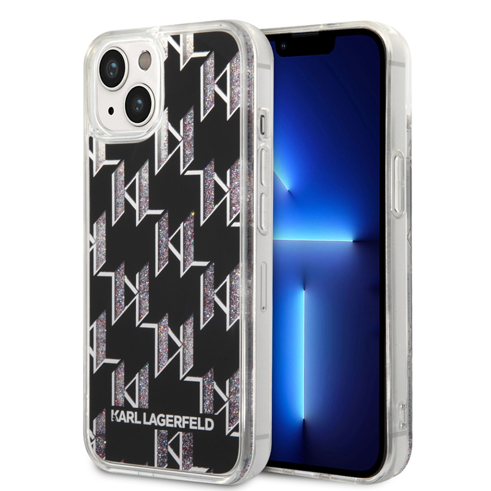 Husa pentru iPhone 14, Hardcase Liquid Glitter, Karl Lagerfeld - Negru
